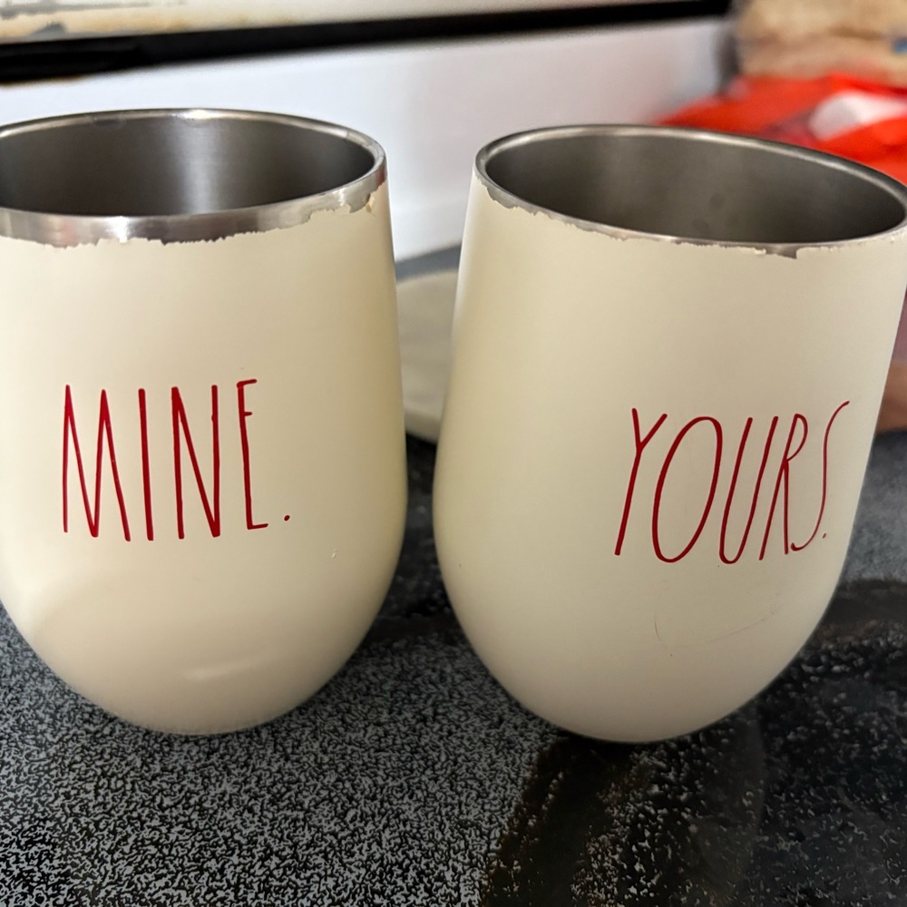 Cream Stainless Steel Wine Tumblers - Set of 2